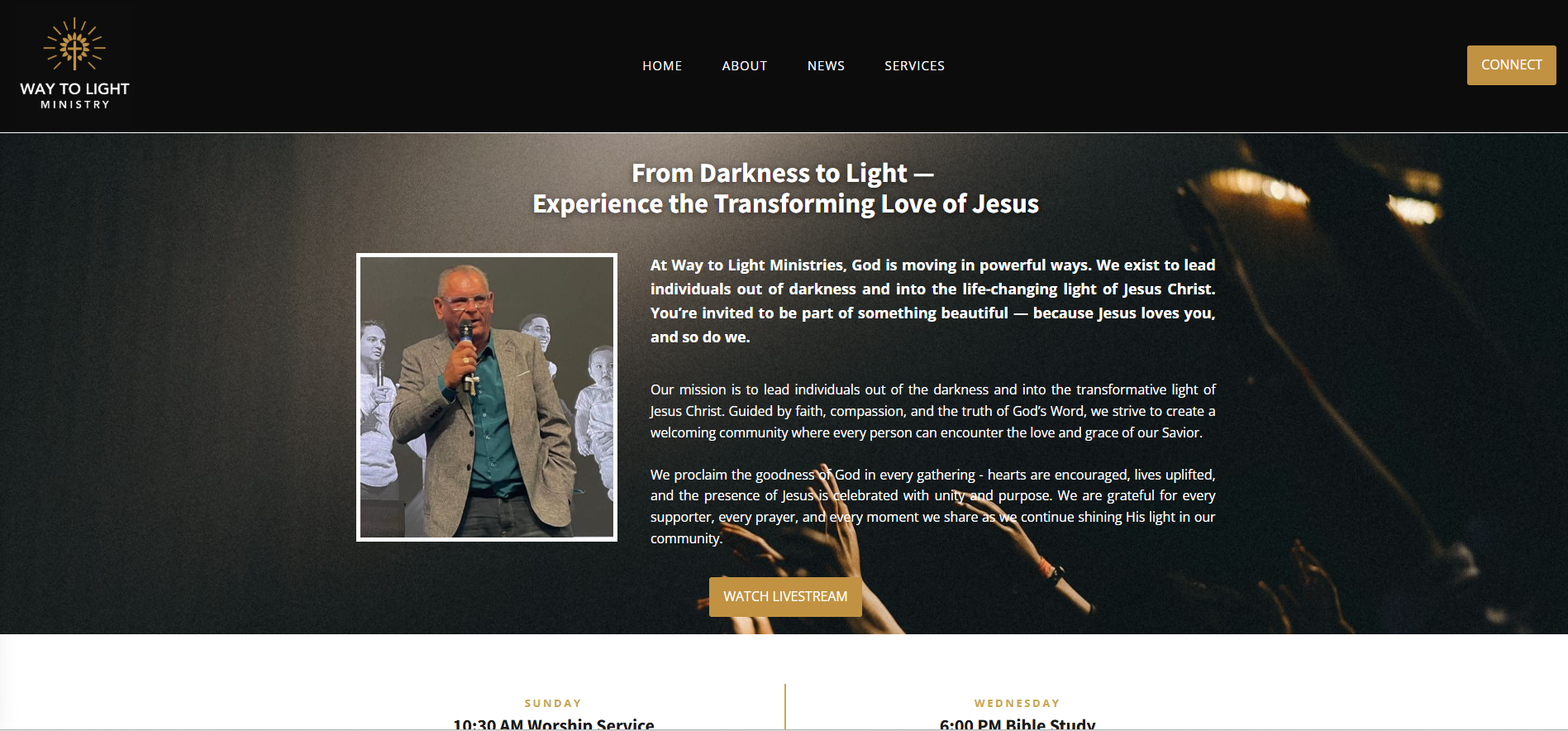 Way to Light Ministry website designed by Faith Web Design